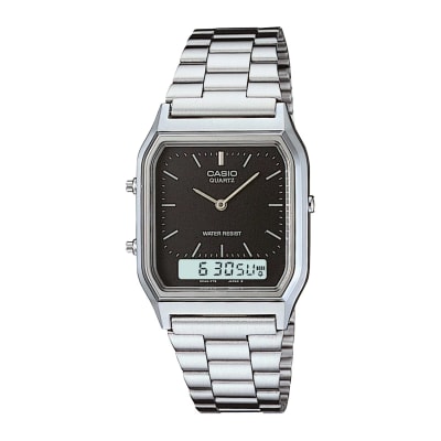 Reloj CASIO Retro AQ-230A-1D Resina/Cromado Juvenil Plateado
