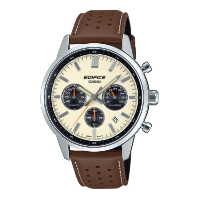 Reloj EDIFICE EFR-575L-7A Acero/Cuero Hombre Plateado/Marrón