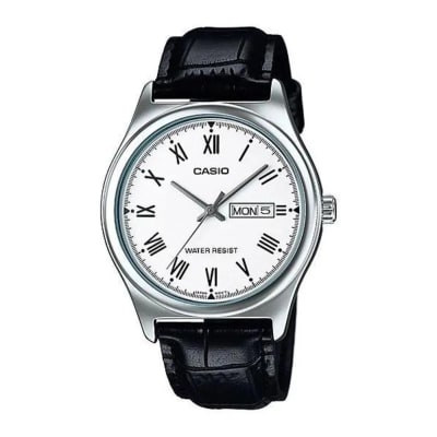 Reloj CASIO Regular  Acero/Cuero Hombre Plateado/Negro