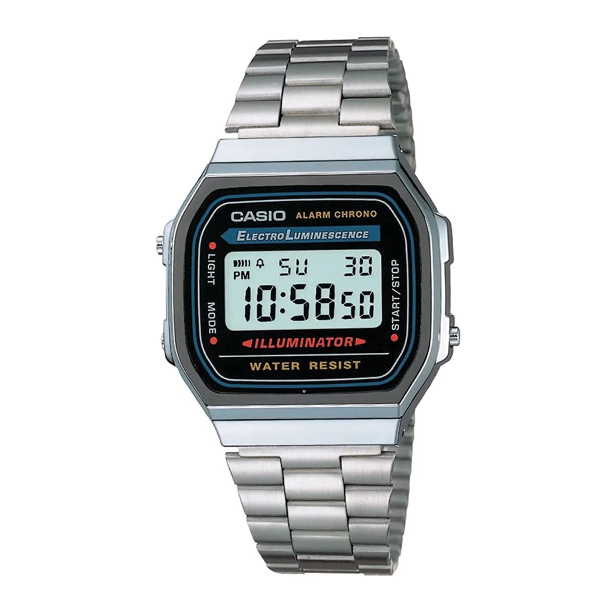 Reloj CASIO Retro A168WA-1W Resina Unisex Plateado1