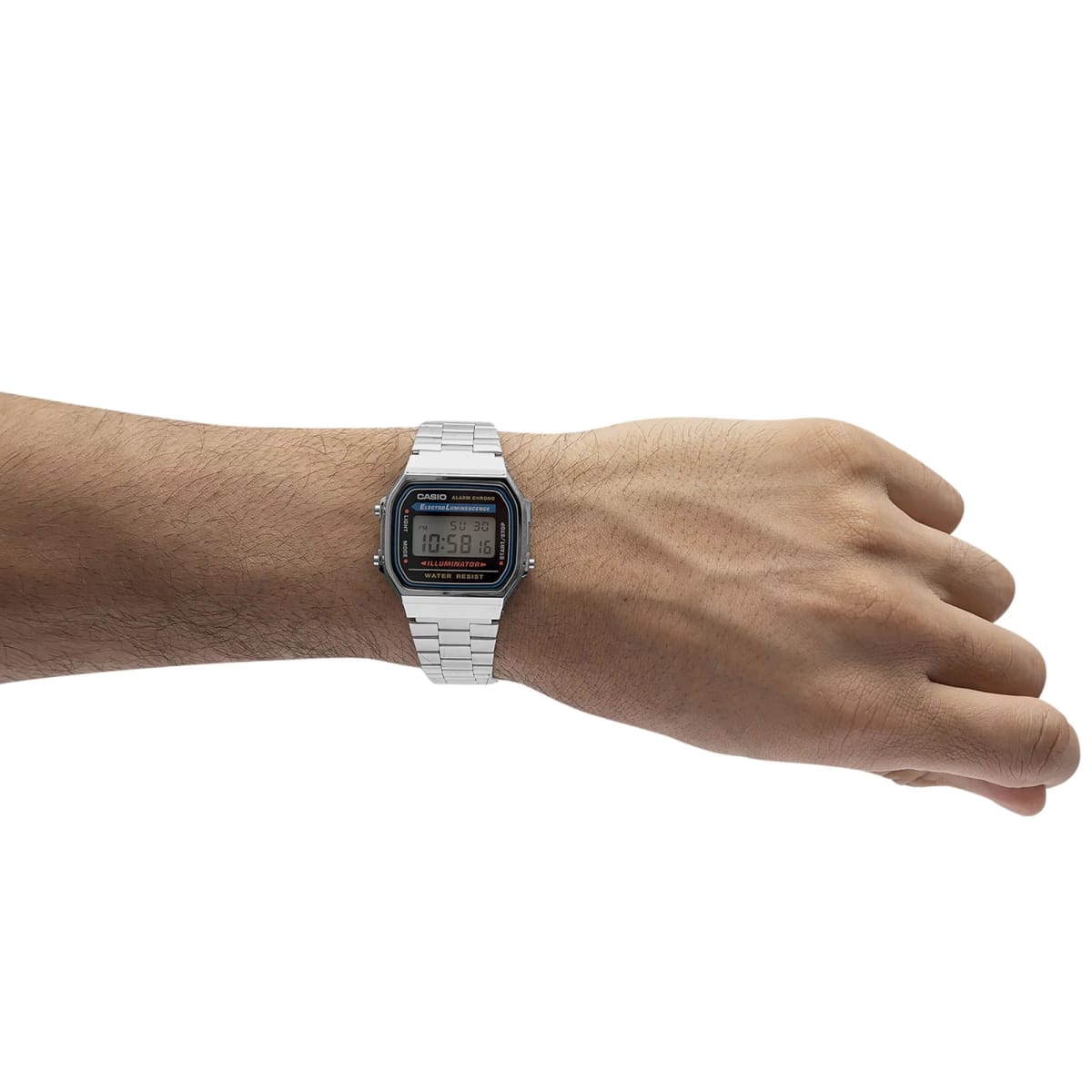 Reloj CASIO Retro A168WA-1W Resina Unisex Plateado4