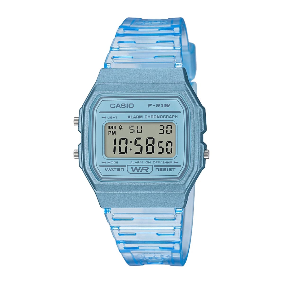 Reloj CASIO Regular F-91WS-2D Resina Juvenil Celeste1