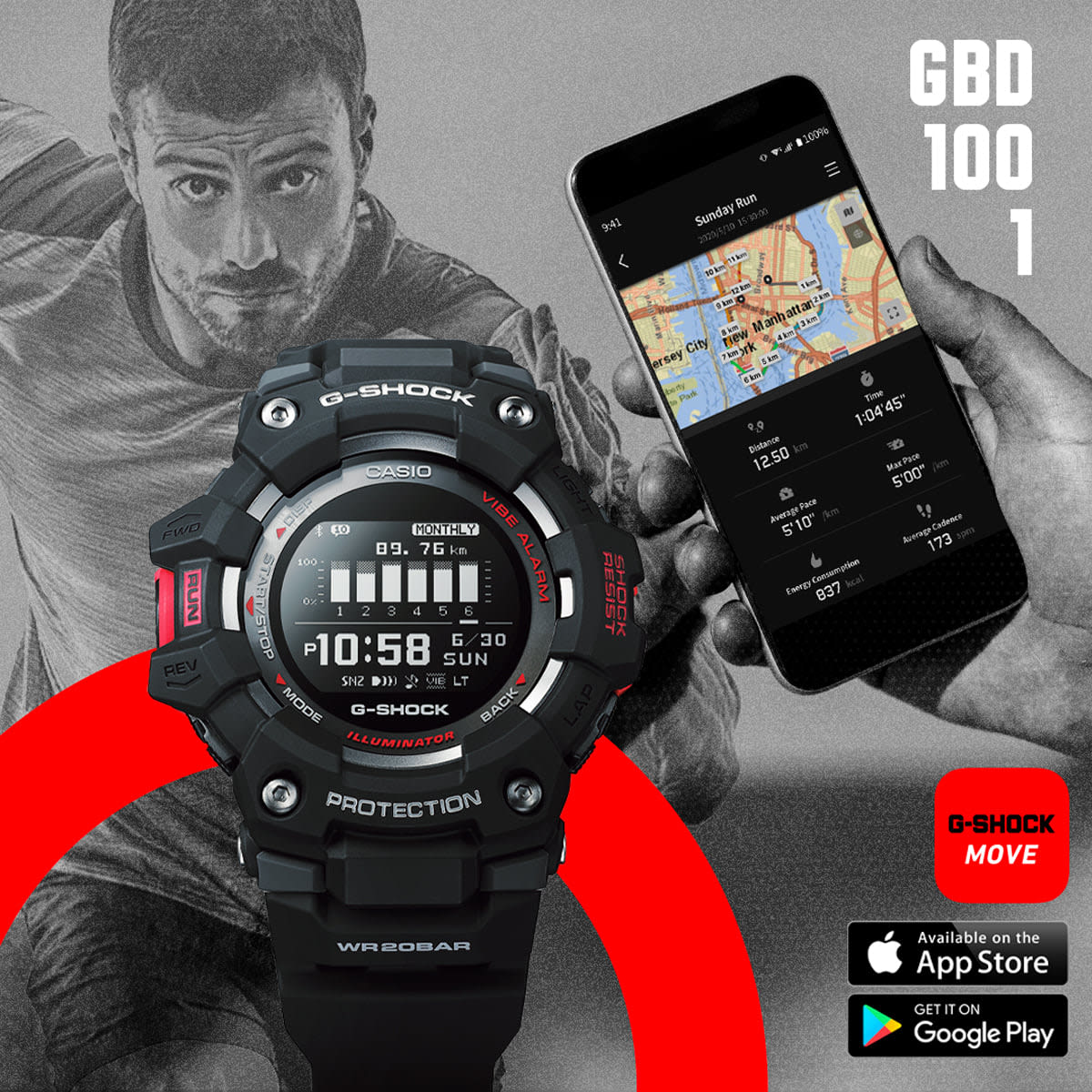 Reloj G-SHOCK GBD-100-1D Resina/Aluminio Hombre Negro2