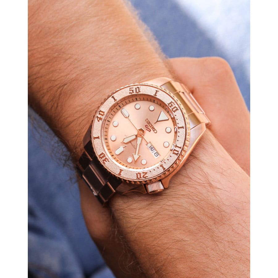 Reloj SEIKO 5 Sports SRPE72K1 Automático Acero Hombre Oro Rosa5
