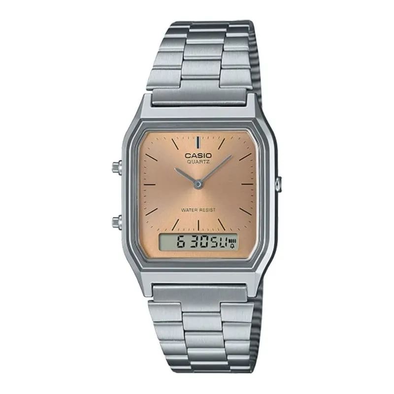 Reloj CASIO Retro AQ-230A-4A Resina/Cromado  Juvenil Plateado1