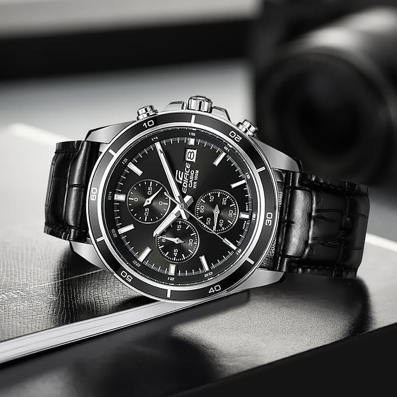 Reloj EDIFICE EFR-526L-1A Acero/Cuero Hombre Plateado3