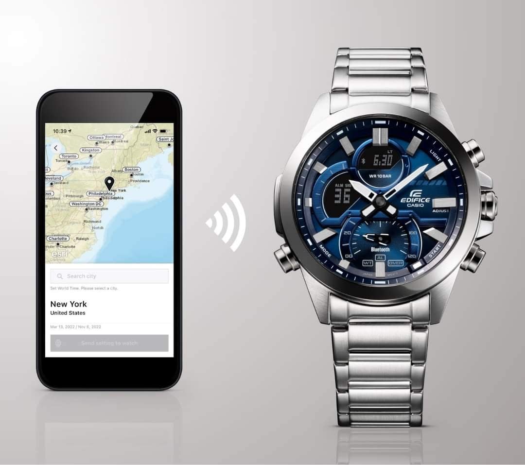 Reloj EDIFICE ECB-30D-2A Acero Hombre Plateado4