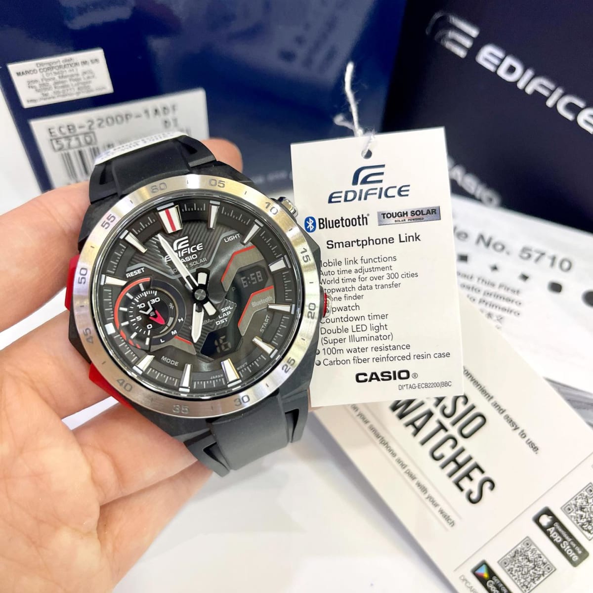 Reloj EDIFICE ECB-2200P-1A Carbono/Acero Hombre Negro3