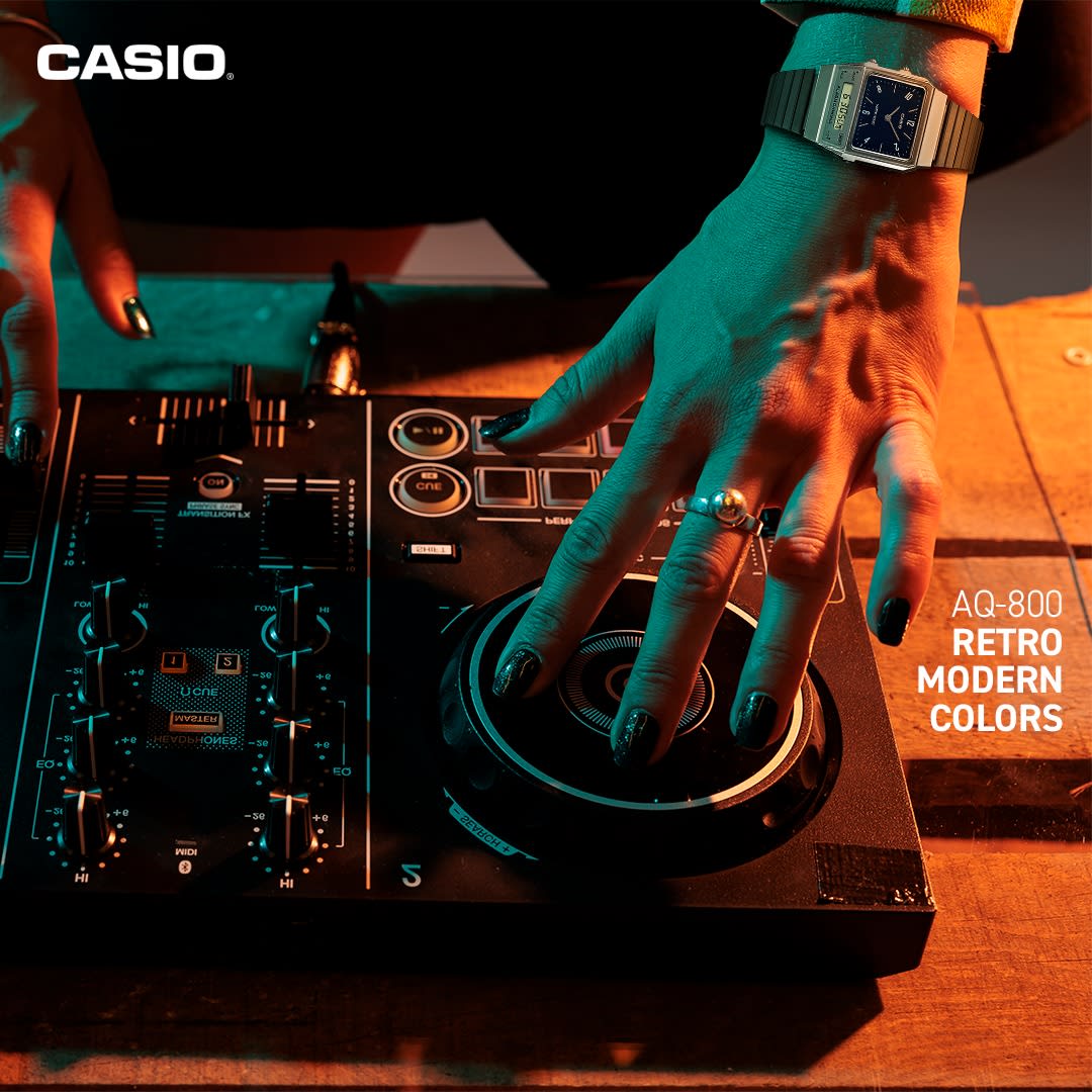 Reloj CASIO Retro AQ-800EB-2A Resina/Cromado Juvenil Gris3