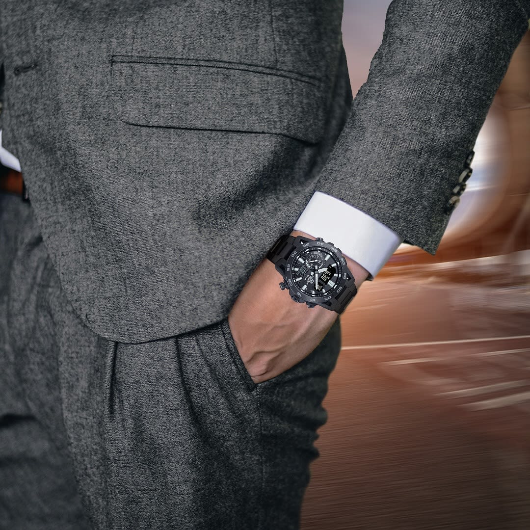 Reloj EDIFICE ECB-40BK-1A Carbono/Acero Hombre Negro2