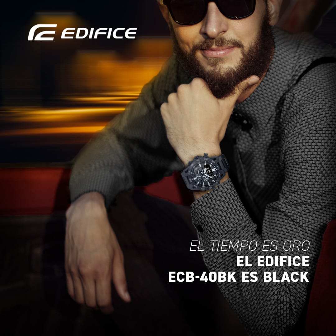 Reloj EDIFICE ECB-40BK-1A Carbono/Acero Hombre Negro4