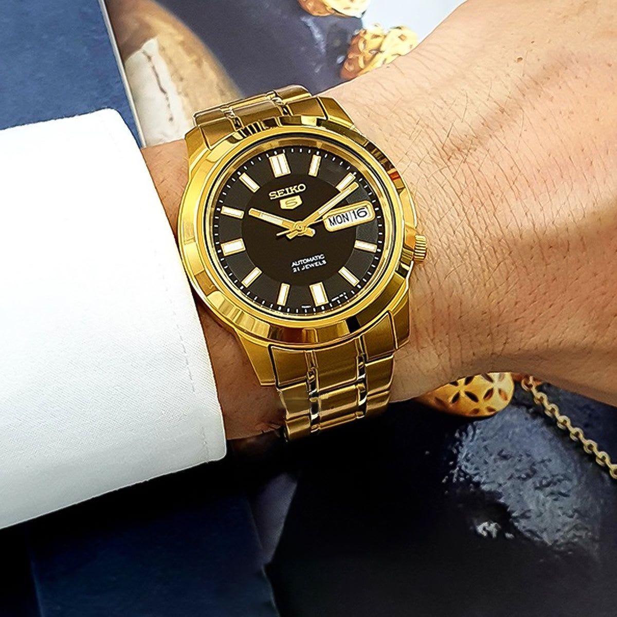Reloj SEIKO 5 SNKK22K1 Automático Acero Hombre Dorado7