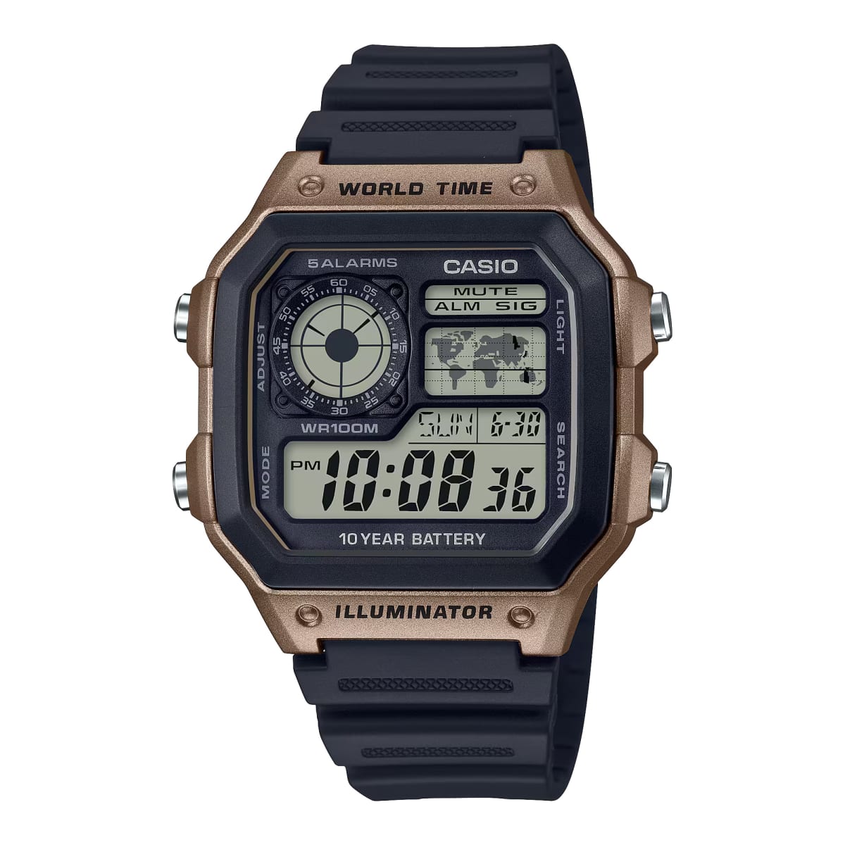 Reloj CASIO Regular AE-1200WH-5A Resina Juvenil Negro/Dorado1