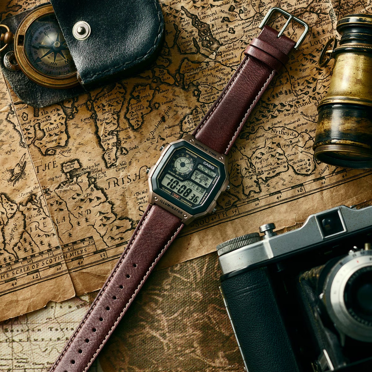 Reloj CASIO Regular AE-1200WHL-5A Resina/Cuero Juvenil Marrón2