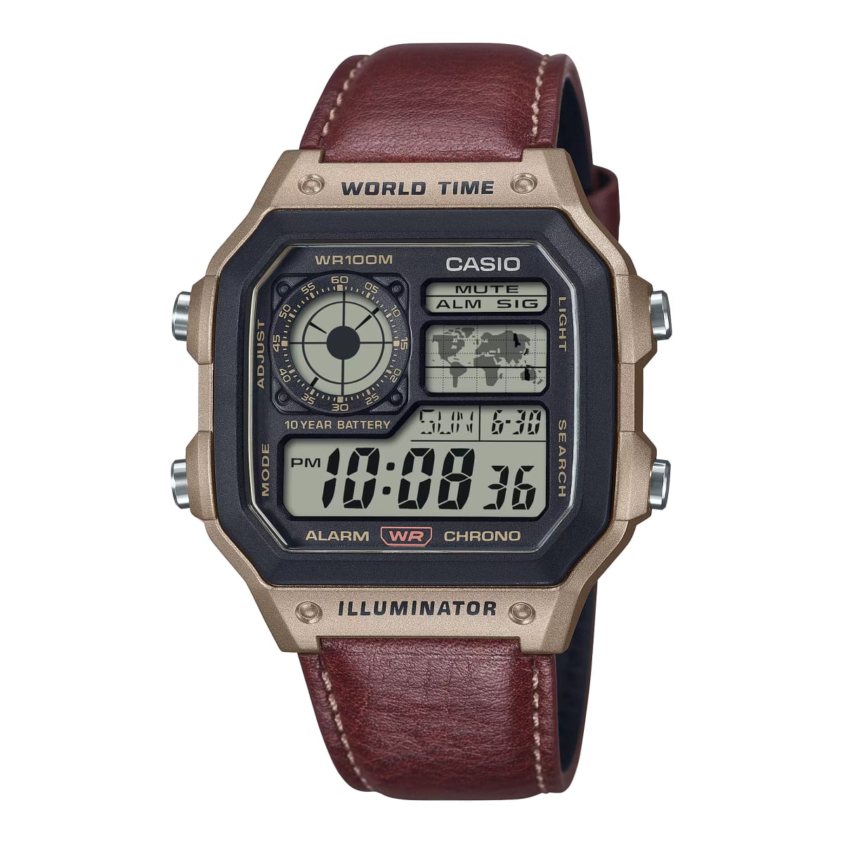 Reloj CASIO Regular AE-1200WHL-5A Resina/Cuero Juvenil Marrón1
