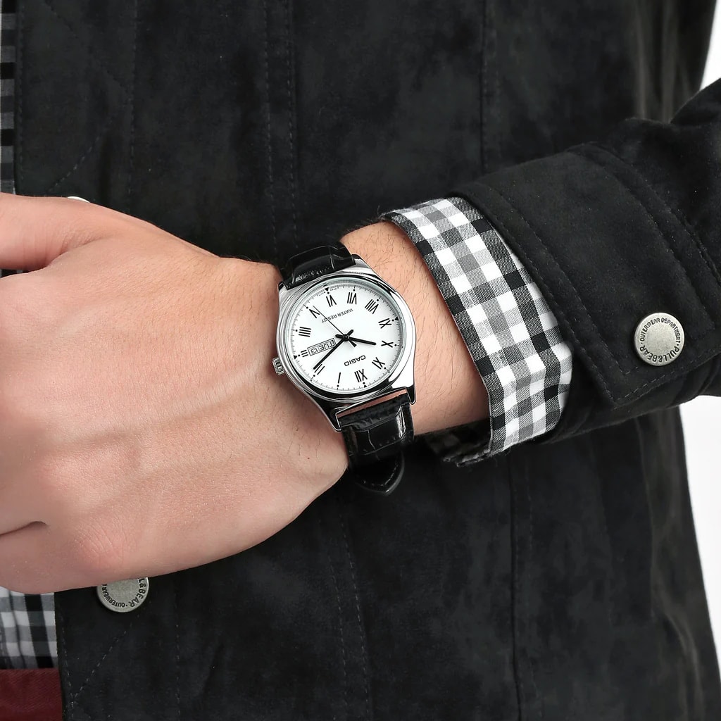 Reloj CASIO Regular  Acero/Cuero Hombre Plateado/Negro2