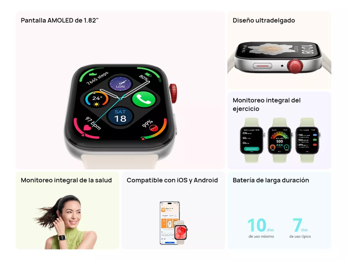 Smartwatch Huawei Watch FIT 3 Con Correa Milanés Dorada7
