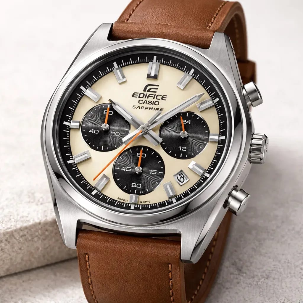 Reloj EDIFICE EFB-730L-7AVUDF Acero/Cuero Hombre Plateado/Marrón2