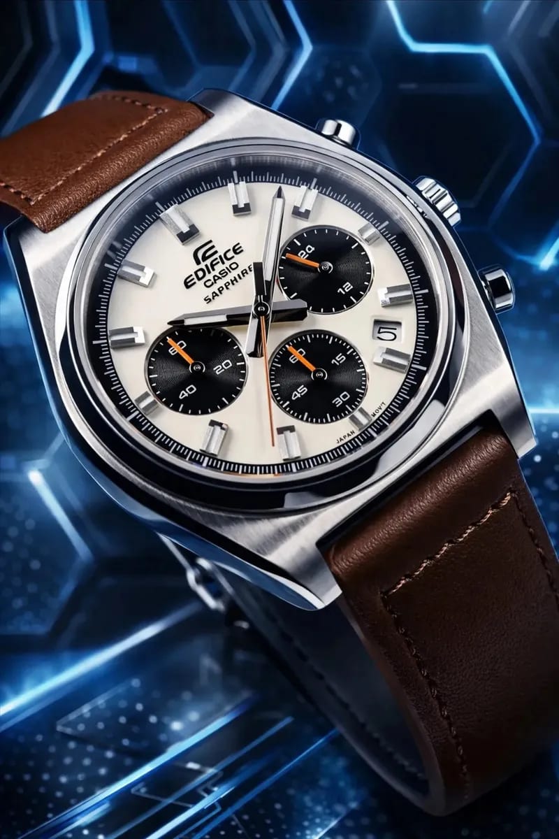 Reloj EDIFICE EFB-730L-7AVUDF Acero/Cuero Hombre Plateado/Marrón4
