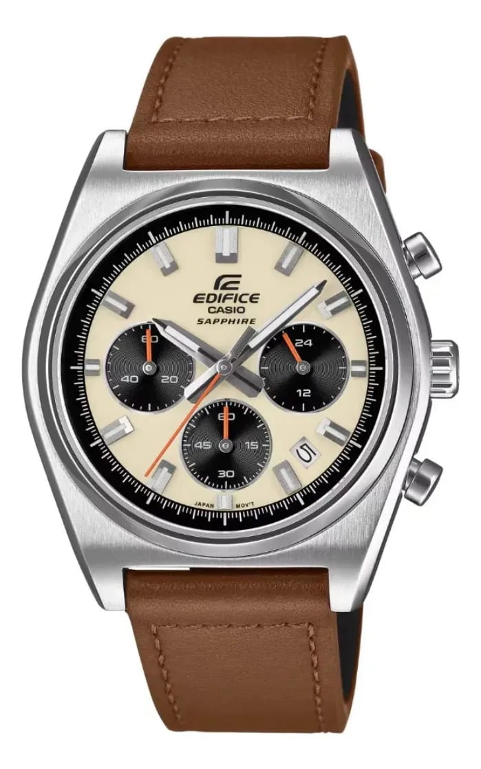 Reloj EDIFICE EFB-730L-7AVUDF Acero/Cuero Hombre Plateado/Marrón1