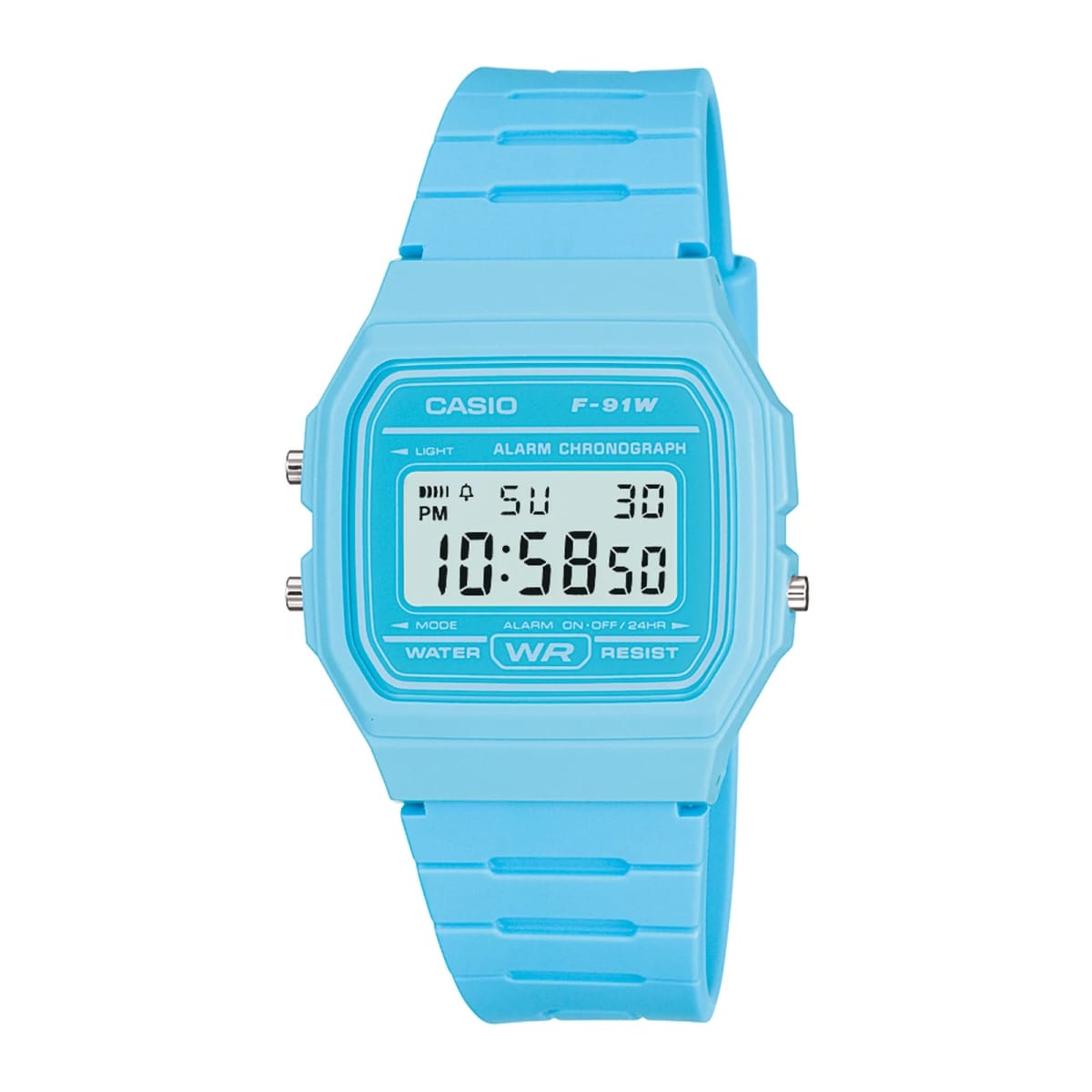 Reloj CASIO Regular F-91WC-2A Resina Juvenil Celeste1