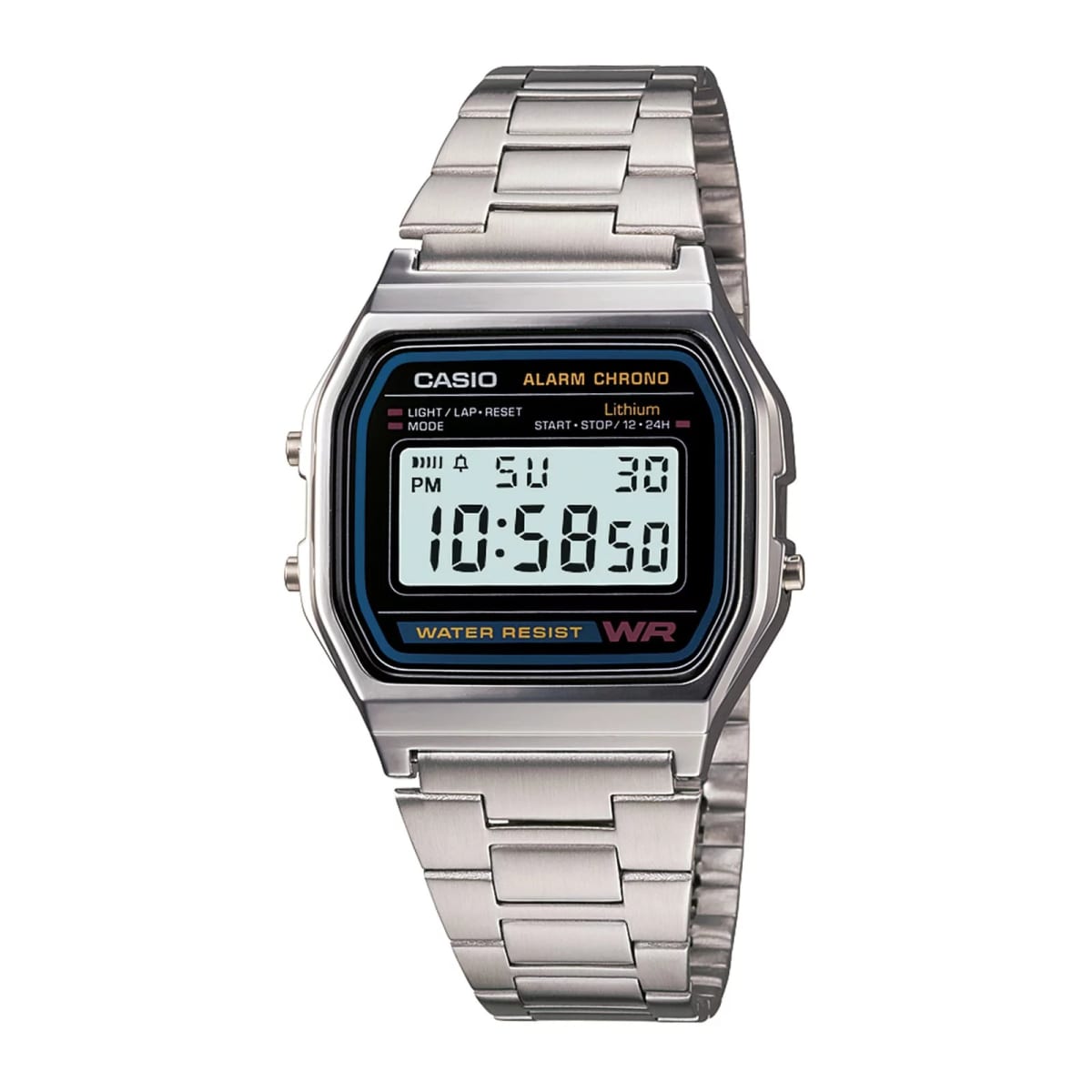 Reloj CASIO Retro A158WA-1D Resina Unisex Plateado1