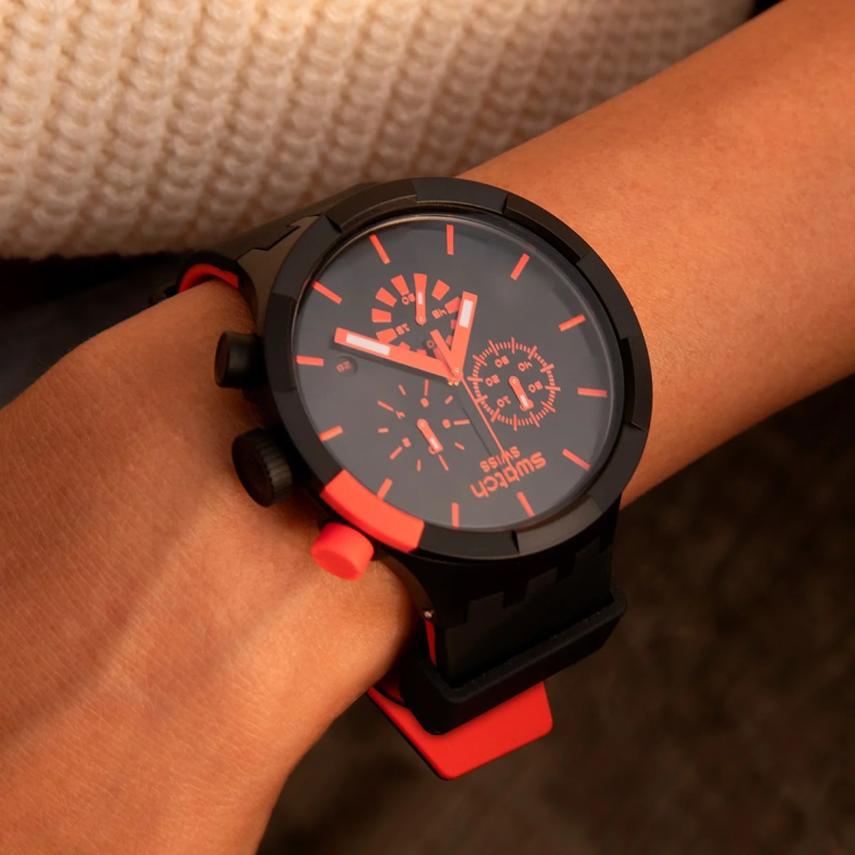Reloj SWATCH CHECKPOINT RED SB02B402 Negro9