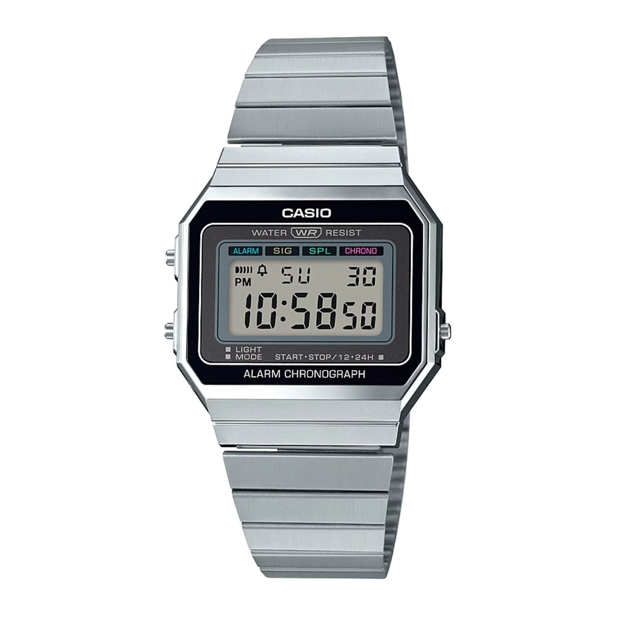 Reloj CASIO Retro A700W-1A Resina Unisex Plateado1