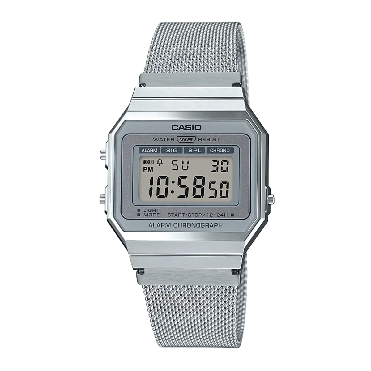 Reloj CASIO Retro A700WM-7A Resina Unisex Plateado1