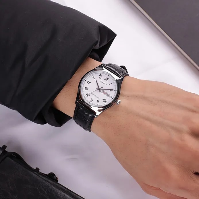 Reloj CASIO Regular  Acero/Cuero Hombre Plateado/Negro3