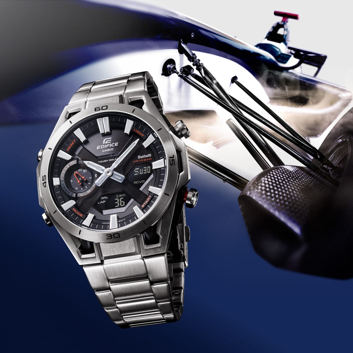 Reloj EDIFICE ECB-2300D-1A Carbono/Acero Hombre Plateado4