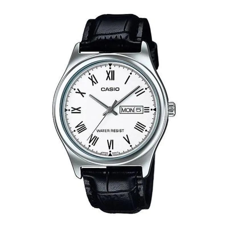 Reloj CASIO Regular  Acero/Cuero Hombre Plateado/Negro1