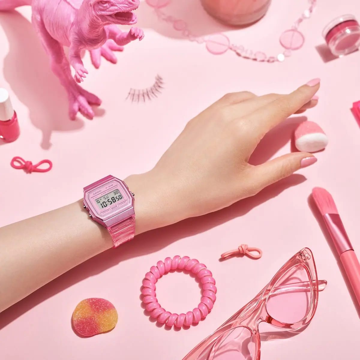 Reloj CASIO Regular F-91WS-4D Resina Juvenil Rosado2