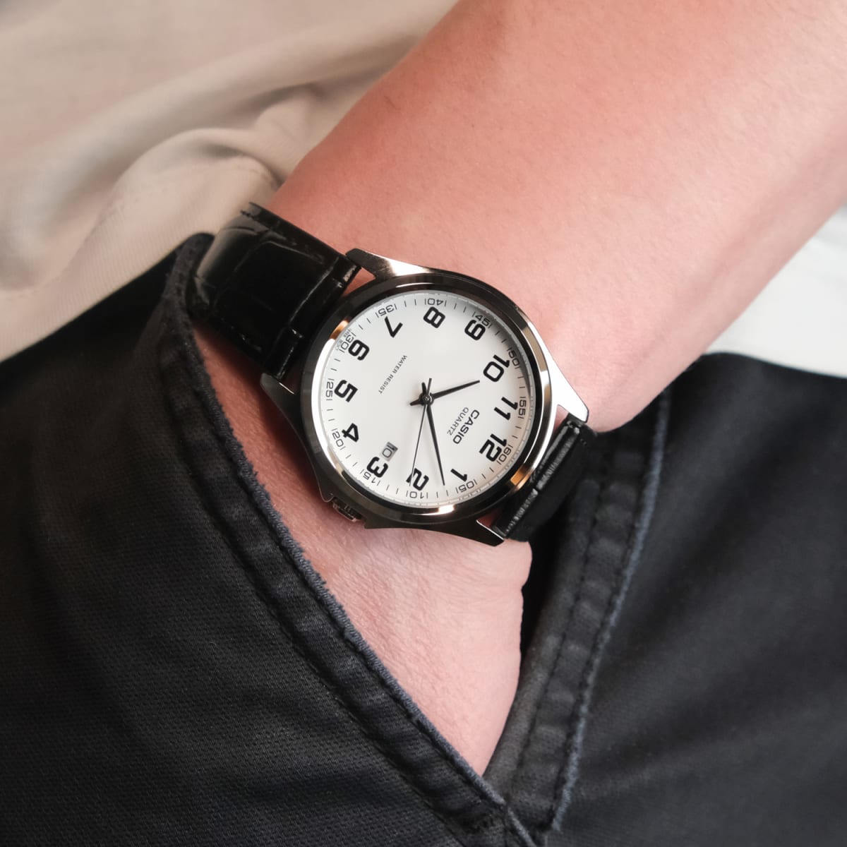 Reloj CASIO Regular MTP-1183E-7B Acero/Cuero Hombre Plateado/Negro3