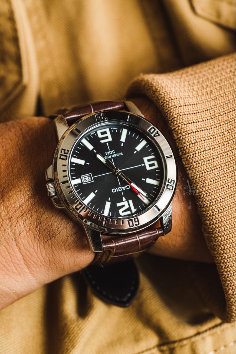 Reloj CASIO Regular MTP-VD01L-1B Acero/Cuero Hombre Plateado/Marrón3