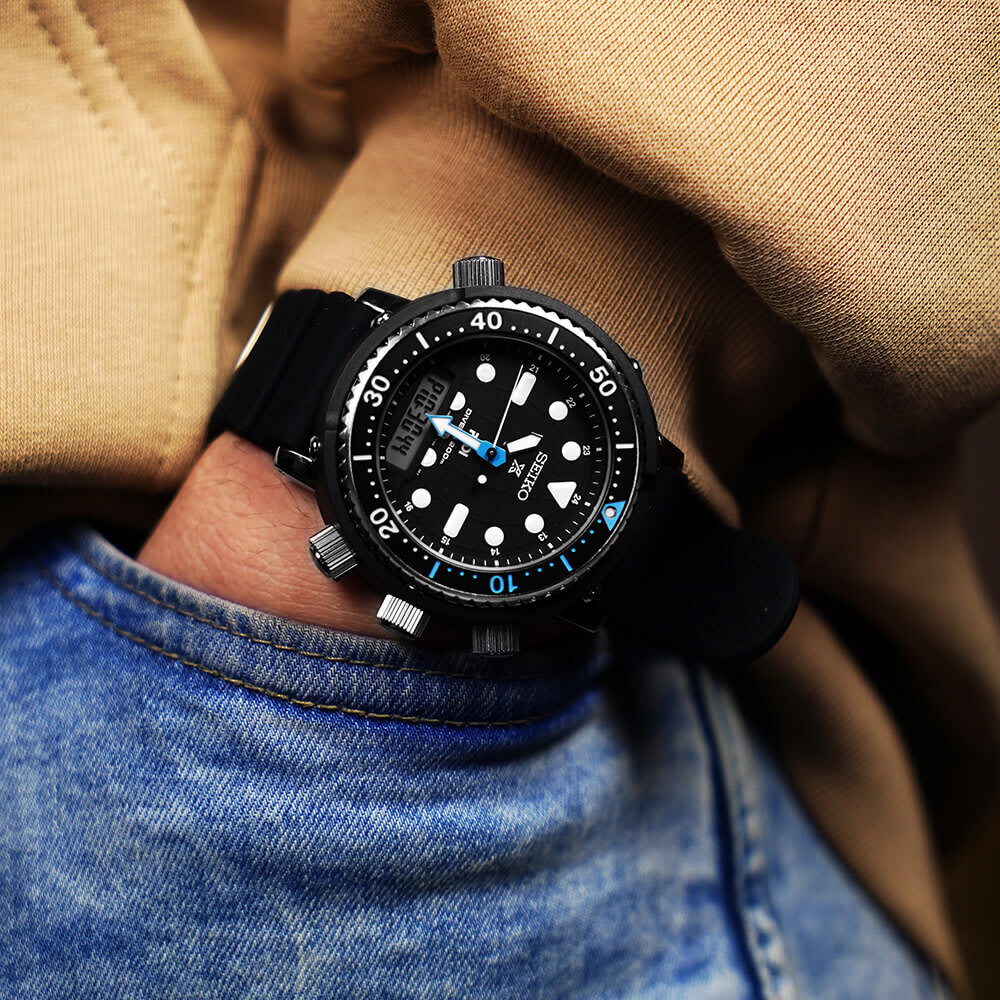 Reloj SEIKO PROSPEX PADI Arnie Hybrid Diver Edición 40 Aniversario SNJ035P1 Solar Acero/Resina Hombre Plateado/Negro7
