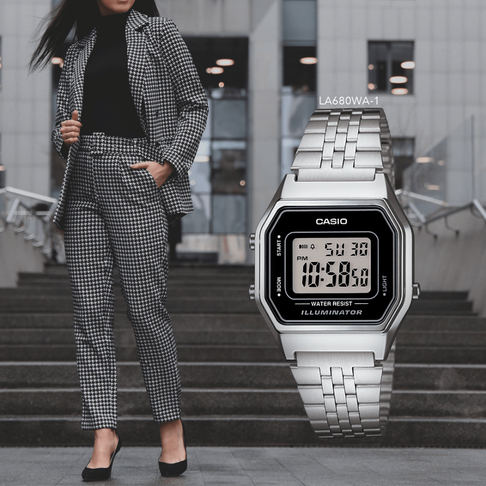 Reloj CASIO Retro LA680WA-1 Acero Mujer Plateado2