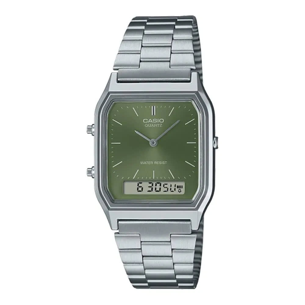 Reloj CASIO Retro AQ-230A-3A Resina/Cromado Juvenil Plateado1