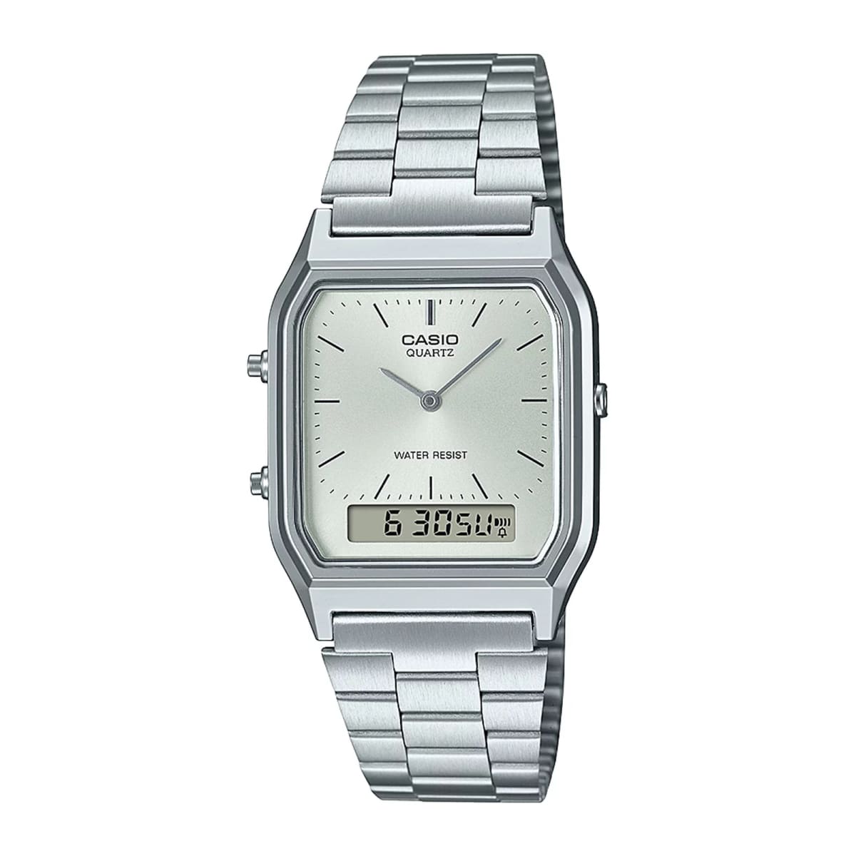 Reloj CASIO Retro AQ-230A-7A Resina/Cromado Juvenil Plateado1