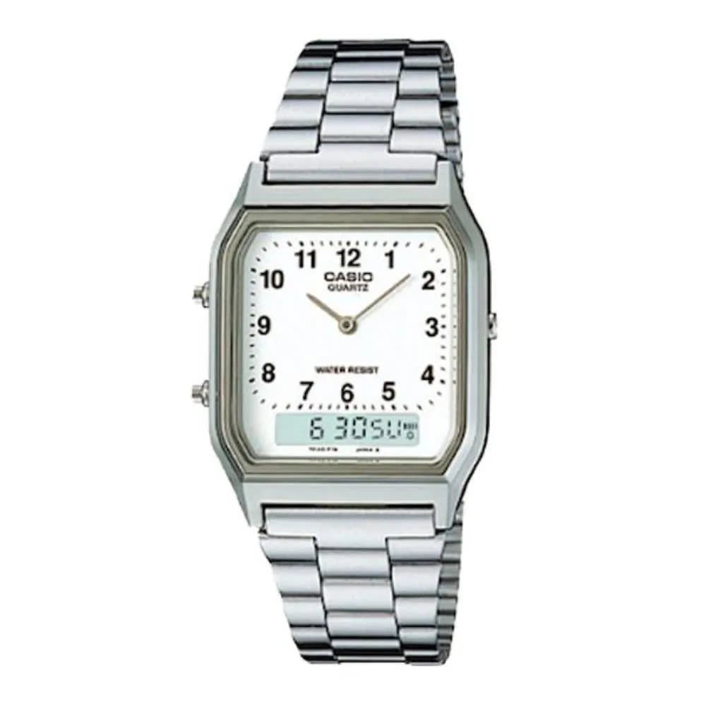 Reloj CASIO Retro AQ-230A-7B Resina/Cromado Juvenil Plateado1