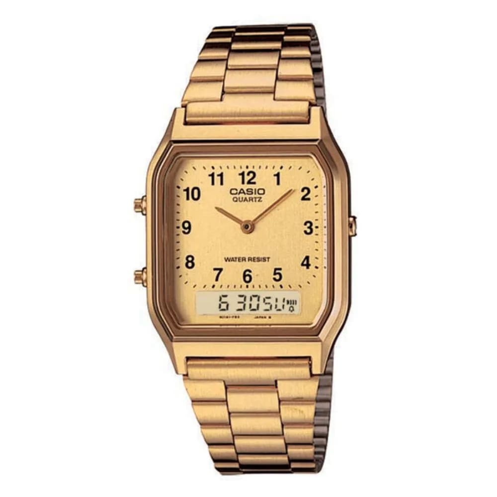 Reloj CASIO Retro AQ-230GA-9B Resina/Cromado Juvenil Dorado1