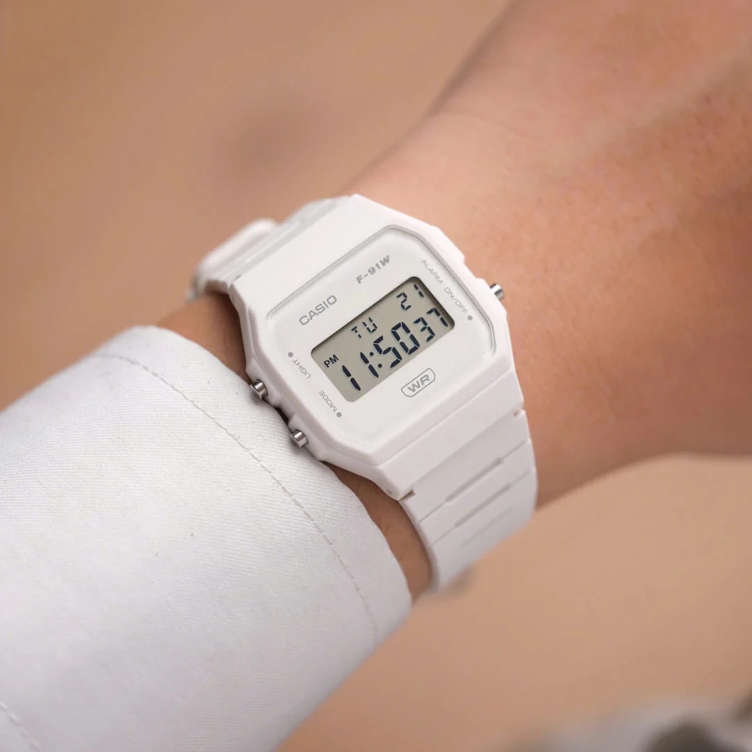 Reloj CASIO Regular F-91WB-7A Resina Juvenil Blanco3