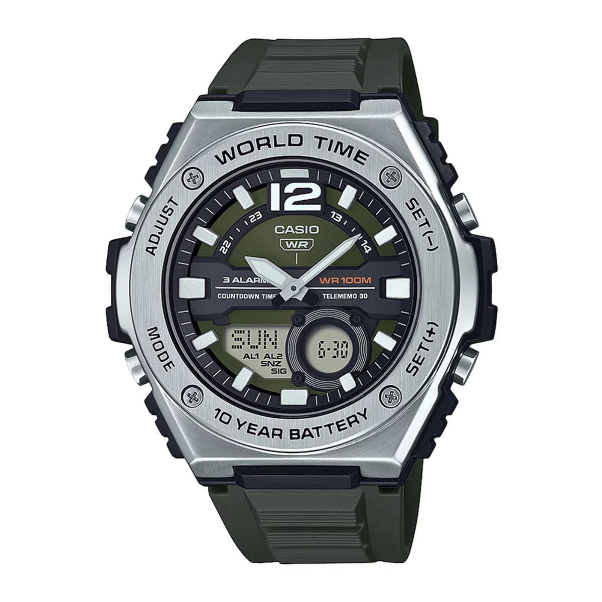 Reloj CASIO Regular MWQ-100-3A Resina/Acero Hombre Verde/Plateado1
