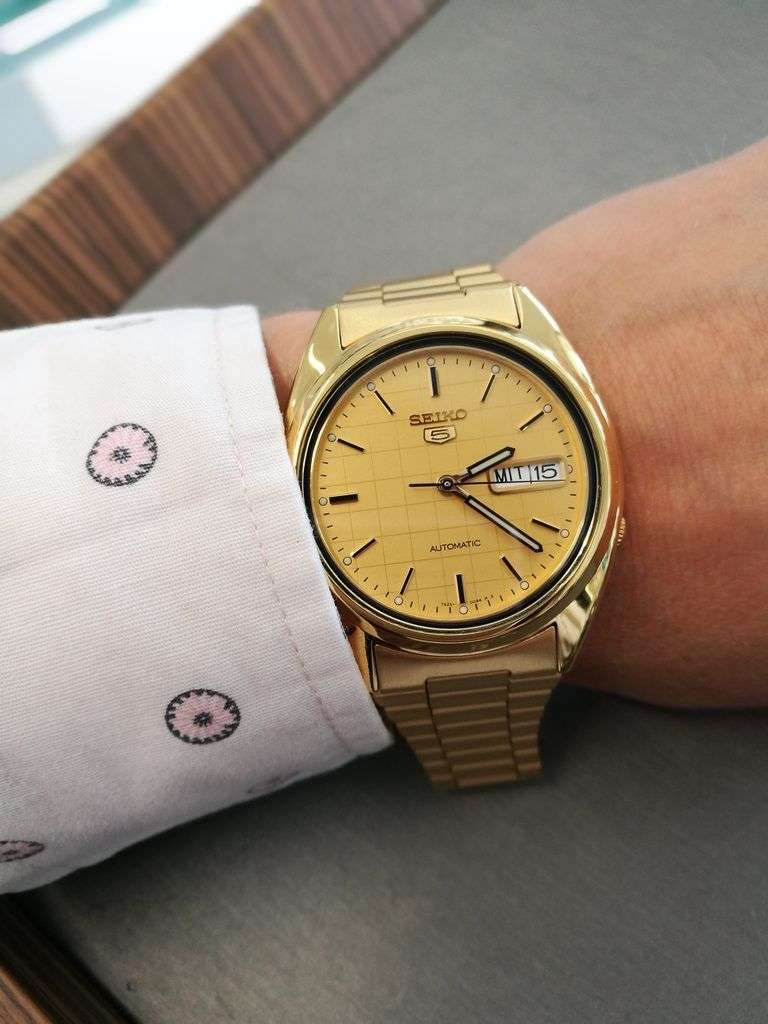 Reloj SEIKO 5 SNXL72K1 Automático Acero Hombre Dorado10