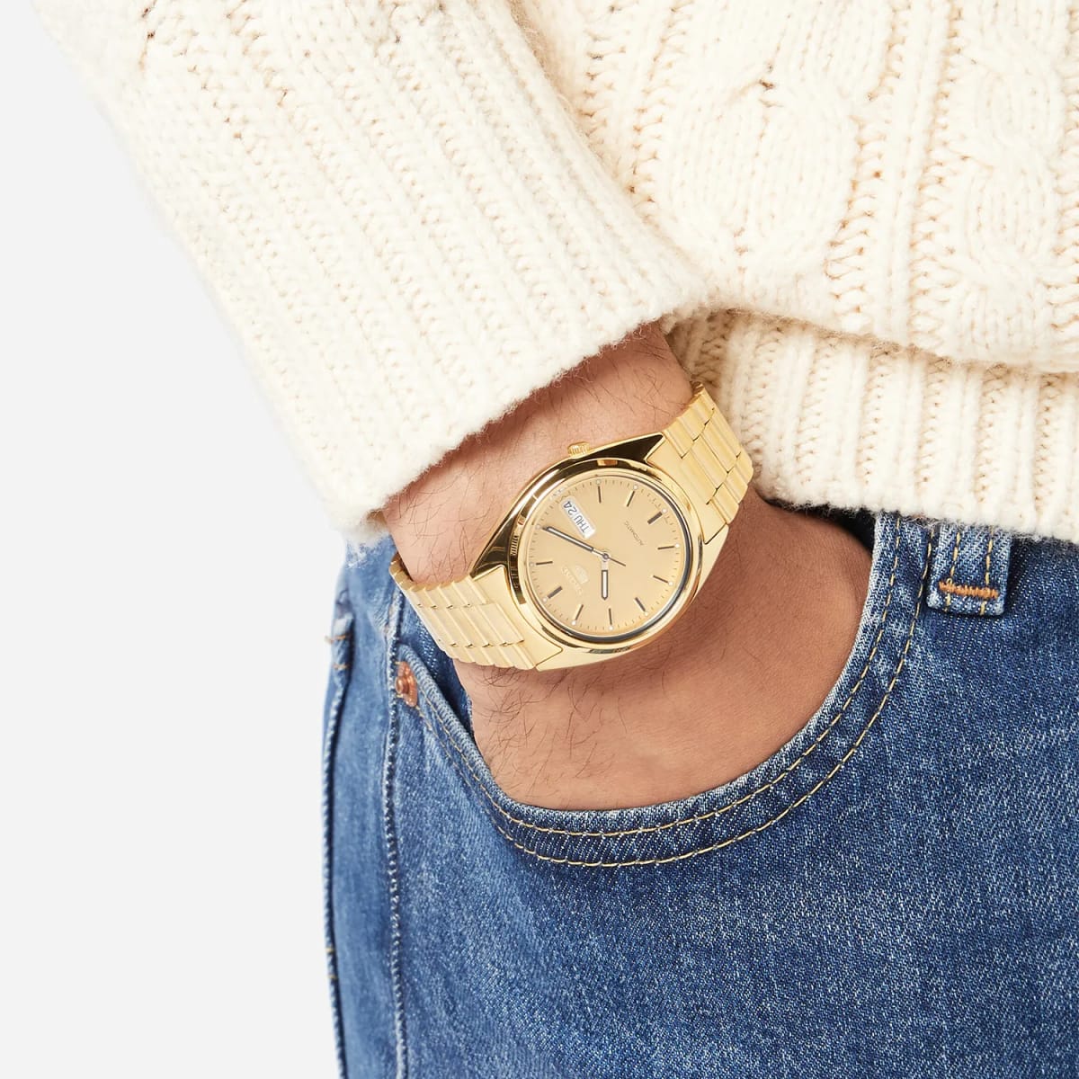 Reloj SEIKO 5 SNXL72K1 Automático Acero Hombre Dorado8