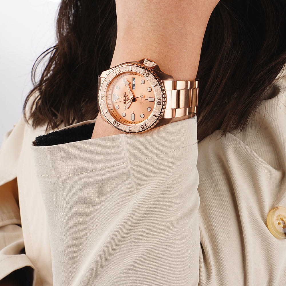 Reloj SEIKO 5 Sports SRPE72K1 Automático Acero Hombre Oro Rosa6