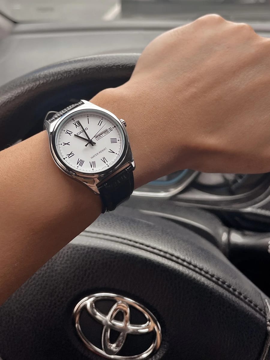 Reloj CASIO Regular  Acero/Cuero Hombre Plateado/Negro4