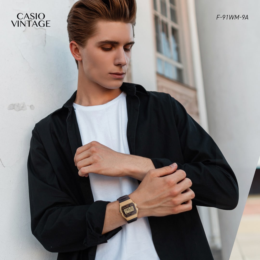 Reloj CASIO Regular F-91WM-9A Resina Juvenil Dorado5