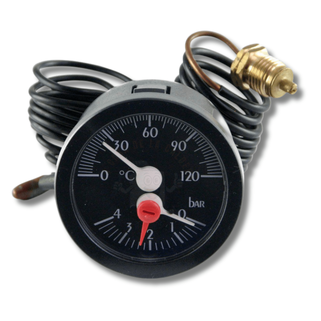 TERMOMANÓMETRO PARA CALDERA ATTACK 0–120 °C / 0–4 BAR CON CAPILAR 1 METRO 1