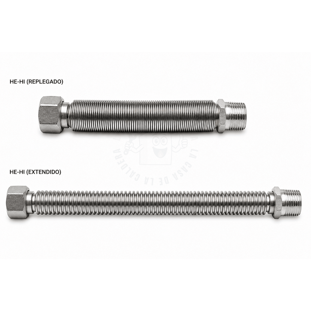 FLEXIBLE EXTENSIBLE DE ACERO INOXIDABLE 1” HI-HE 50/100 CM PARA CONEXIONES DE AGUA Y CALEFACCIÓN2